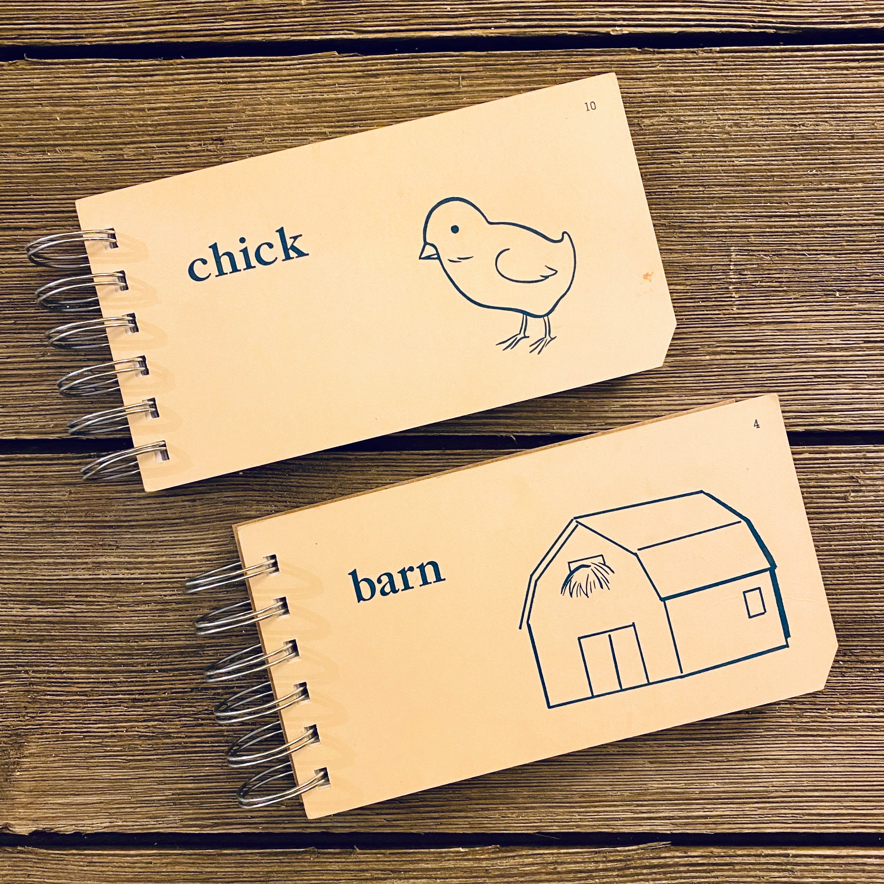 Word Flash Card Note Pads (chick, barn)