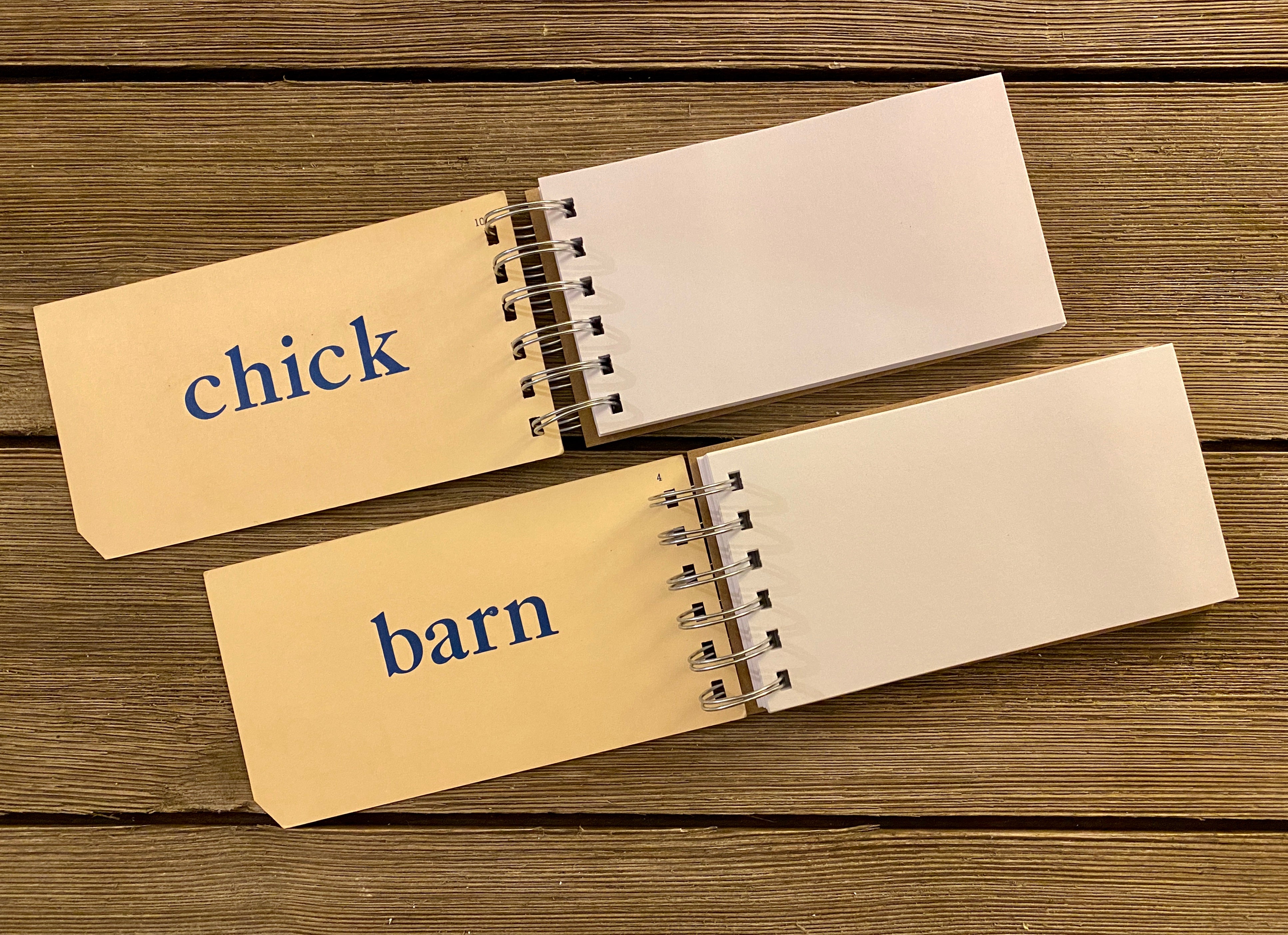 Word Flash Card Note Pads (chick, barn)