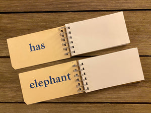 Word Flash Card Note Pads (he has a dog, elephant)