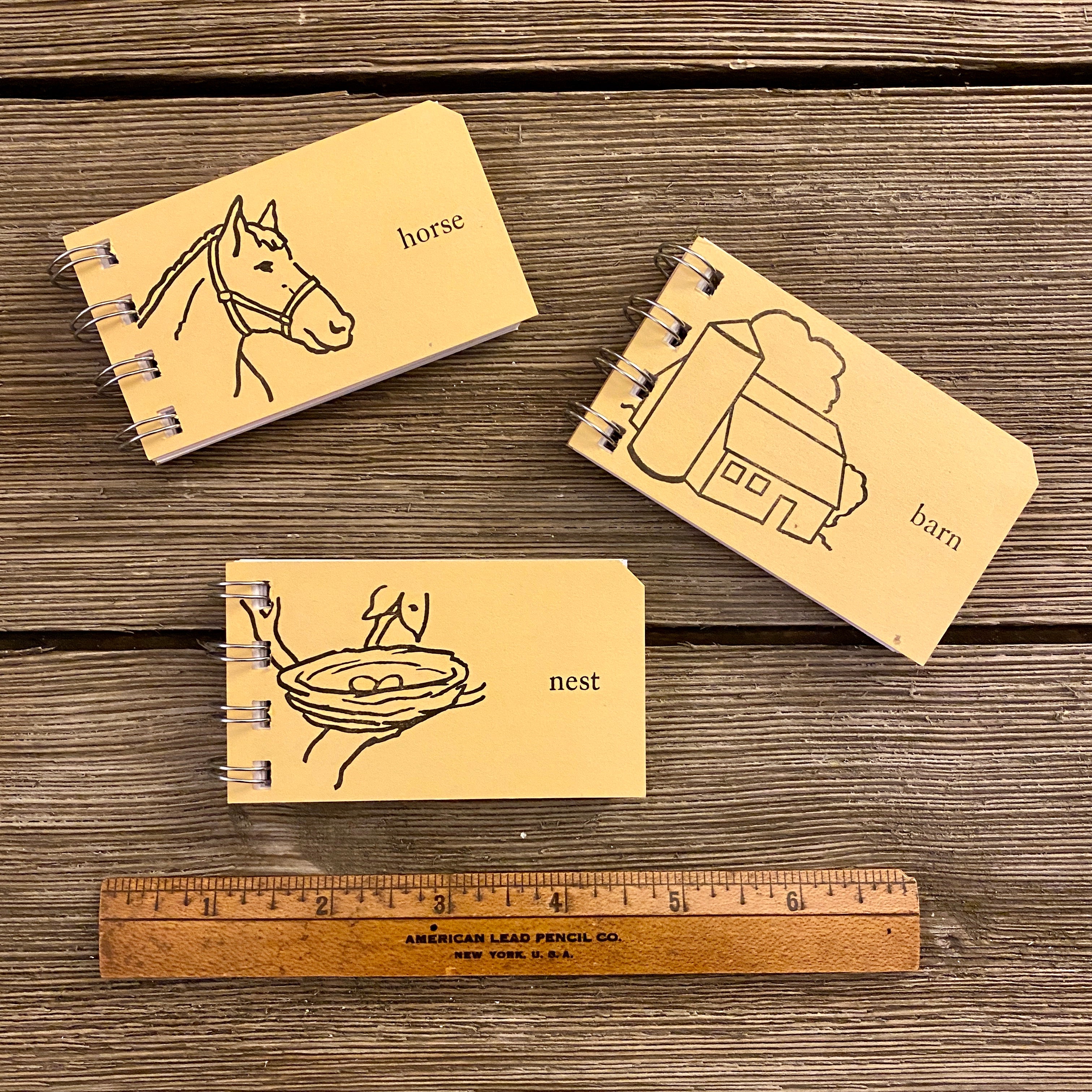 Mini Sight Word Flash Card Notepads - Horse, Barn, Nest