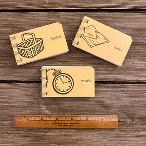 Mini Sight Word Flash Card Notepads - Basket, Letter, Watch