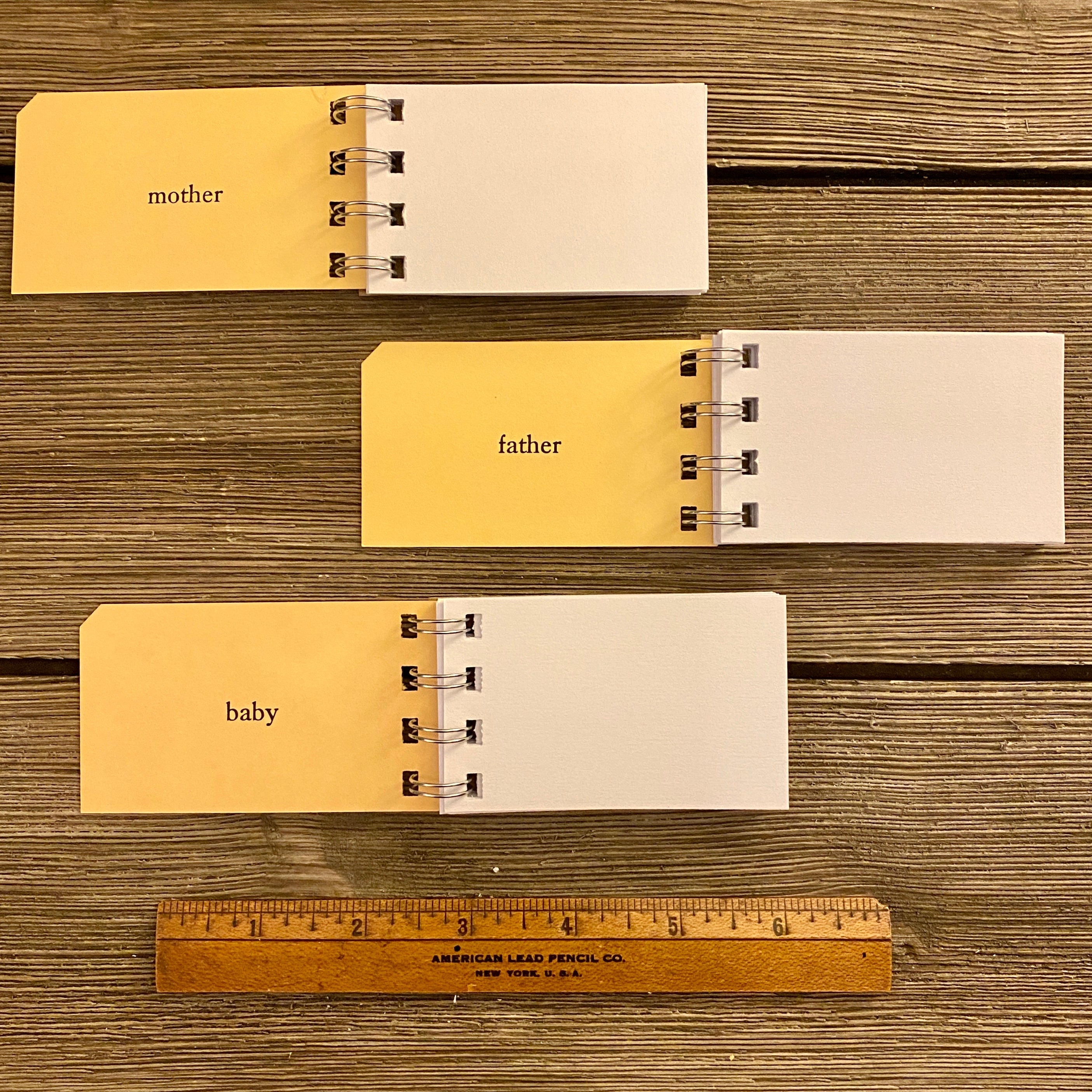 Mini Sight Word Flash Card Notepads - Mother, Father, Baby