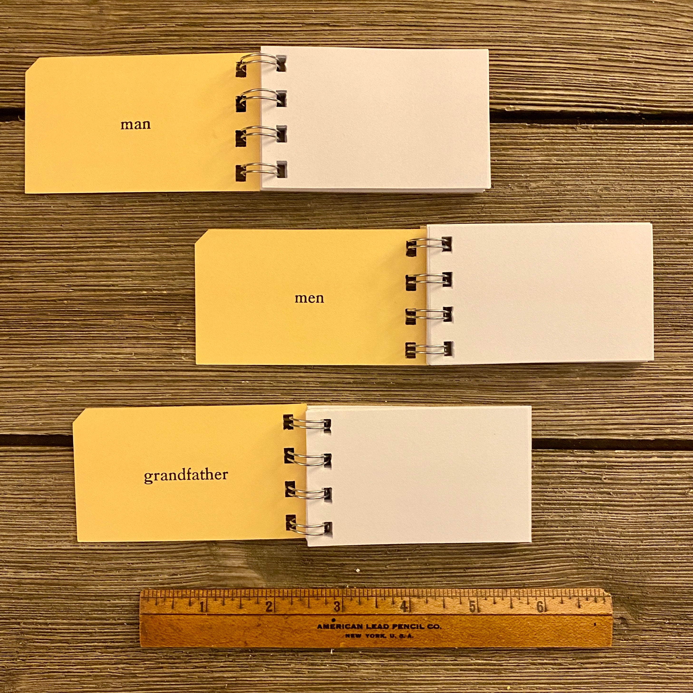 Mini Sight Word Flash Card Notepads - Man, Men, Grandfather